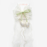 Ekru  Lale Figürlü Sallantılı Kız Çocuk Toka