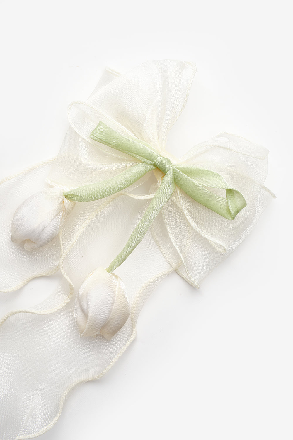 Ekru  Lale Figürlü Sallantılı Kız Çocuk Toka