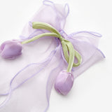 Lila  Lale Figürlü Sallantılı Kız Çocuk Toka