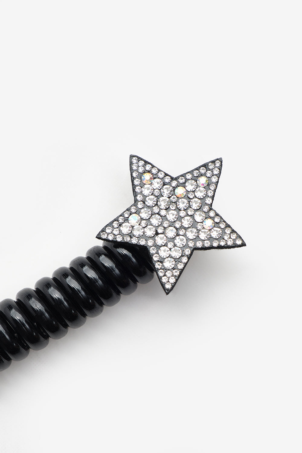 Siyah  Simli Yıldız Figürlü Kız Çocuk Makarna Toka