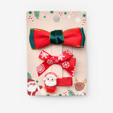 Kırmızı  Noel Baba Figürlü Kız Çocuk 3'lü Toka Set