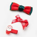 Kırmızı  Noel Baba Figürlü Kız Çocuk 3'lü Toka Set