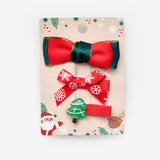 Kırmızı  Çam Ağacı Figürlü Kız Çocuk 3'lü Toka Set