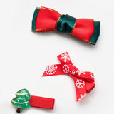 Kırmızı  Çam Ağacı Figürlü Kız Çocuk 3'lü Toka Set