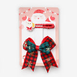 Çok Renkli  Noel Baba ve Ekoseli Kurdele Fiyonk 2'li Toka Set