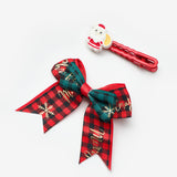 Çok Renkli  Noel Baba ve Ekoseli Kurdele Fiyonk 2'li Toka Set