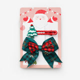 Yeşil  Çam Ağacı ve Ekoseli Kurdele Fiyonk 2'li Toka Set