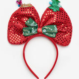 Kırmızı  Çanlı Çam Ağacı Figürlü Kız Çocuk Yılbaşı Taç