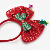 Kırmızı  Çanlı Çam Ağacı Figürlü Kız Çocuk Yılbaşı Taç