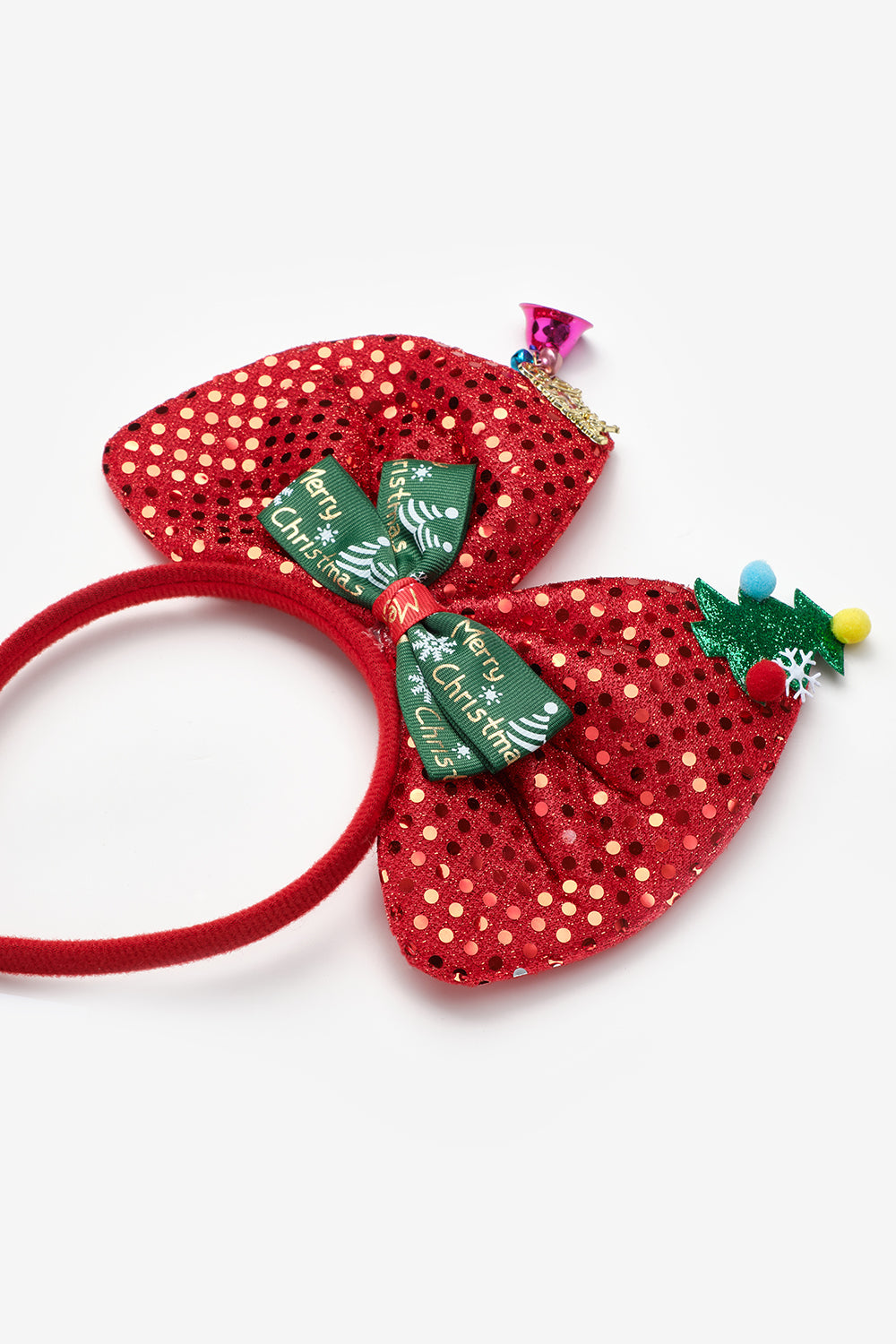 Kırmızı  Çanlı Çam Ağacı Figürlü Kız Çocuk Yılbaşı Taç