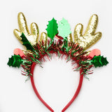 Çok Renkli  Püsküllü Geyik Boynuzu Model Kız Çocuk Yılbaşı Taç