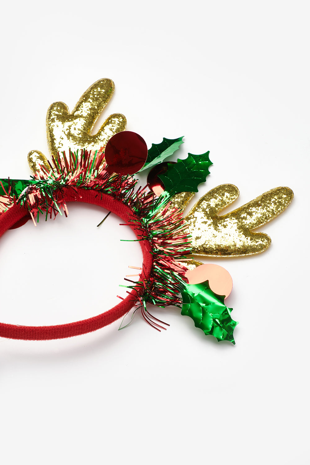 Çok Renkli  Püsküllü Geyik Boynuzu Model Kız Çocuk Yılbaşı Taç