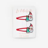 Çok Renkli Kardan Adam Figürlü Kız Çocuk Yılbaşı Çıt Çıt Toka Set