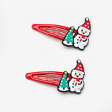 Çok Renkli Kardan Adam Figürlü Kız Çocuk Yılbaşı Çıt Çıt Toka Set