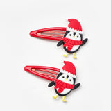 Beyaz Penguen Figürlü Kız Çocuk Yılbaşı Çıt Çıt Toka Set