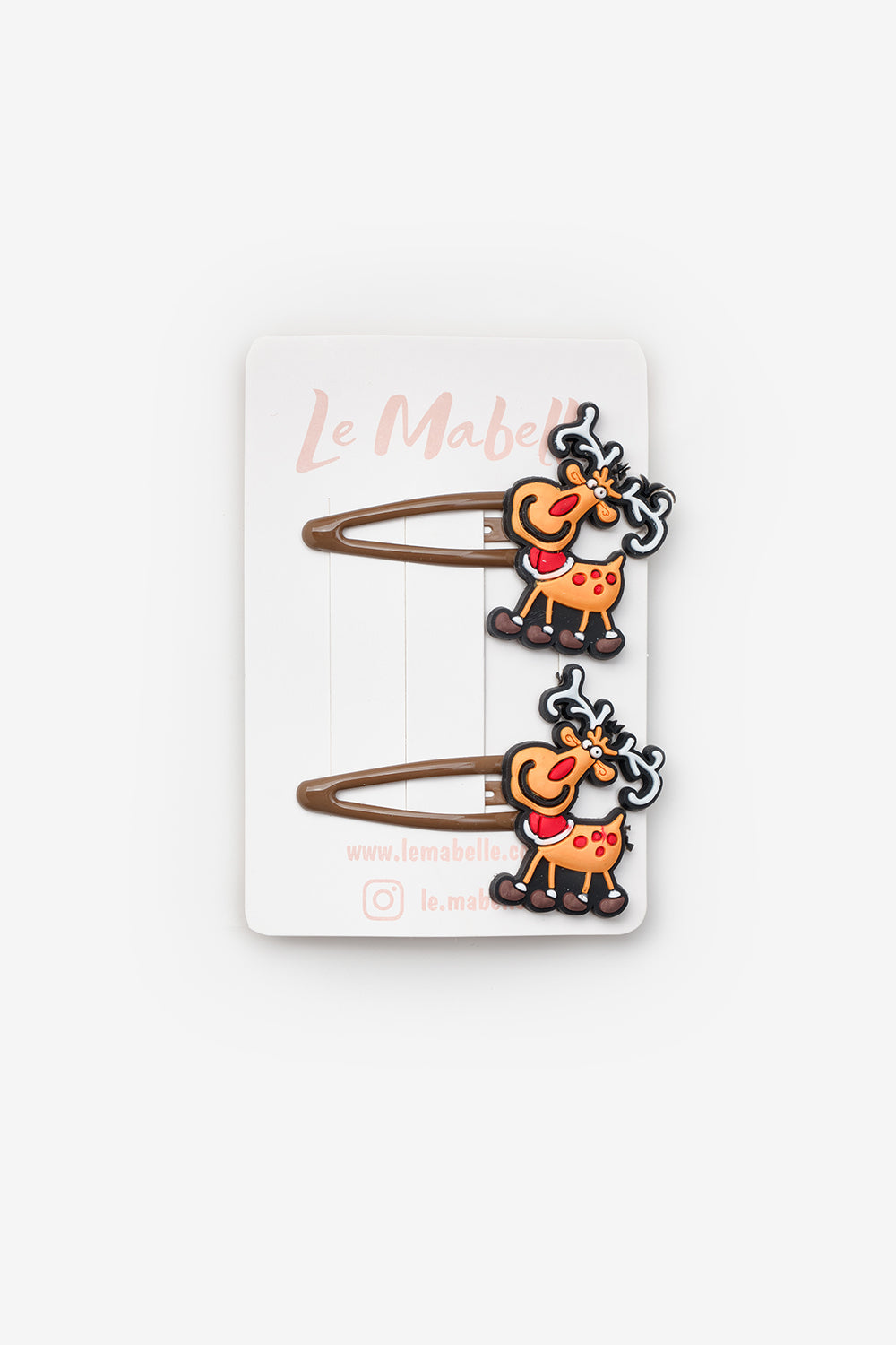 Kahverengi Geyik Figürlü Kız Çocuk Yılbaşı Çıt Çıt Toka Set