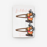 Kahverengi Geyik Figürlü Kız Çocuk Yılbaşı Çıt Çıt Toka Set