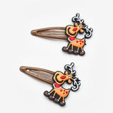 Kahverengi Geyik Figürlü Kız Çocuk Yılbaşı Çıt Çıt Toka Set