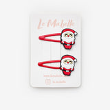 Kırmızı Noel Baba Figürlü Kız Çocuk Yılbaşı Çıt Çıt Toka Set