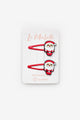 Red Santa Claus Figured Girl's New Year Snap Buckle Set