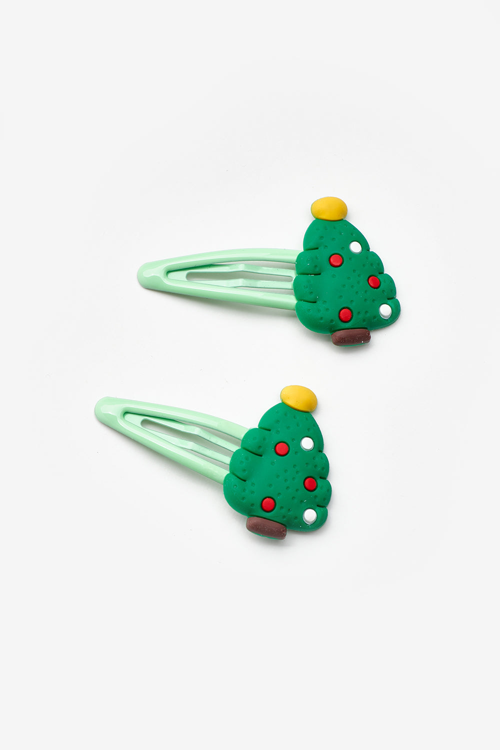 Yeşil Çam Ağacı Figürlü Kız Çocuk Yılbaşı Çıt Çıt Toka Set