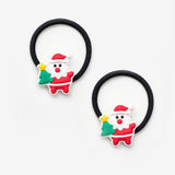 Çok Renkli Noel Baba Figürlü Kız Çocuk Yılbaşı Lastik Toka Set