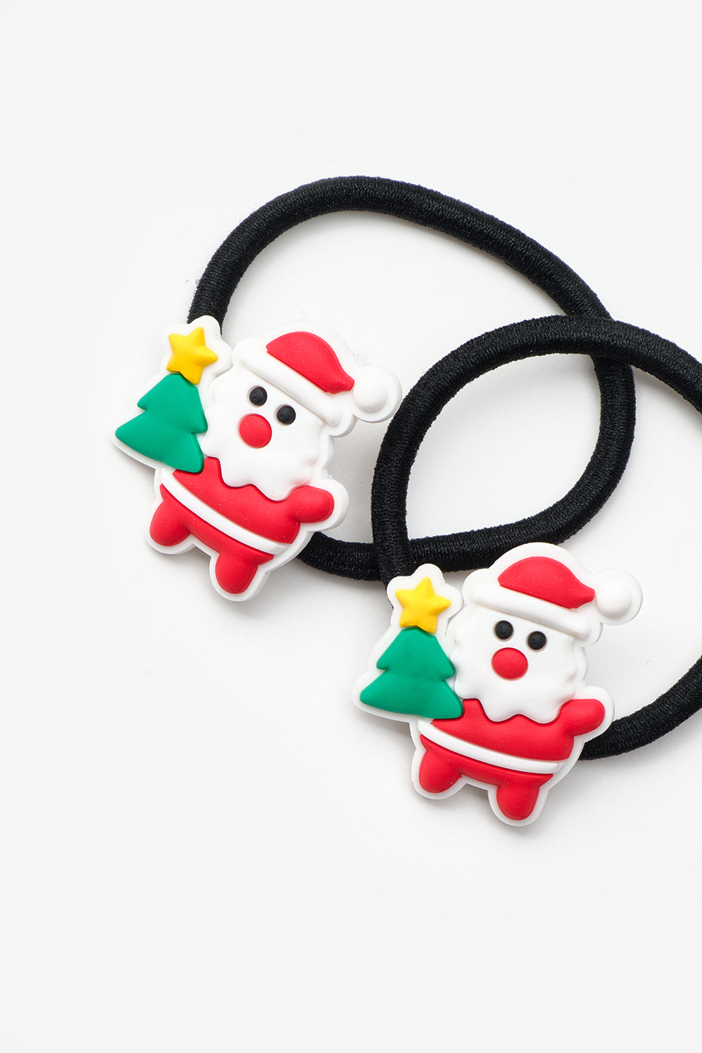 Çok Renkli Noel Baba Figürlü Kız Çocuk Yılbaşı Lastik Toka Set