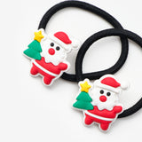 Çok Renkli Noel Baba Figürlü Kız Çocuk Yılbaşı Lastik Toka Set