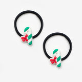 Beyaz Baston Şeker Figürlü Kız Çocuk Yılbaşı Lastik Toka Set