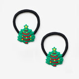 Yeşil Çam Ağacı Figürlü Kız Çocuk Yılbaşı Lastik Toka Set