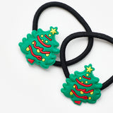 Yeşil Çam Ağacı Figürlü Kız Çocuk Yılbaşı Lastik Toka Set