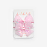 Pembe  İnci Detaylı Fiyonk İkili Lastik Toka