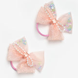 Yavruağzı  İnci Detaylı Fiyonk İkili Lastik Toka