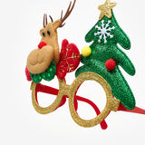 Çok Renkli  Çam Ağacı ve Geyik Figürlü Yılbaşı Parti Gözlüğü