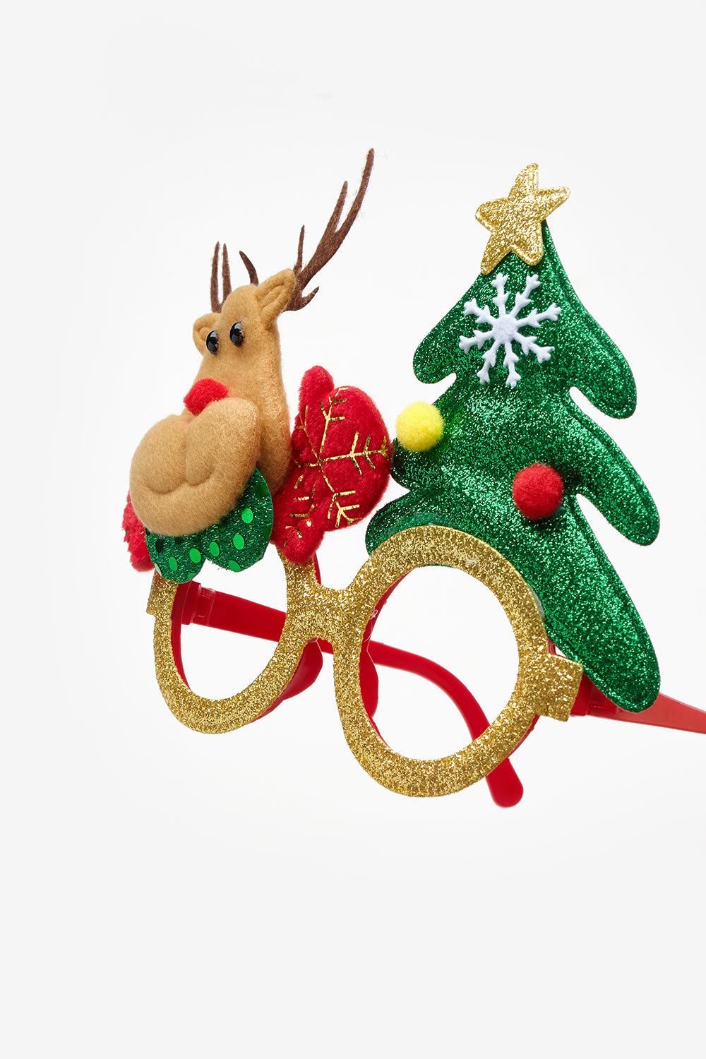 Çok Renkli  Çam Ağacı ve Geyik Figürlü Yılbaşı Parti Gözlüğü