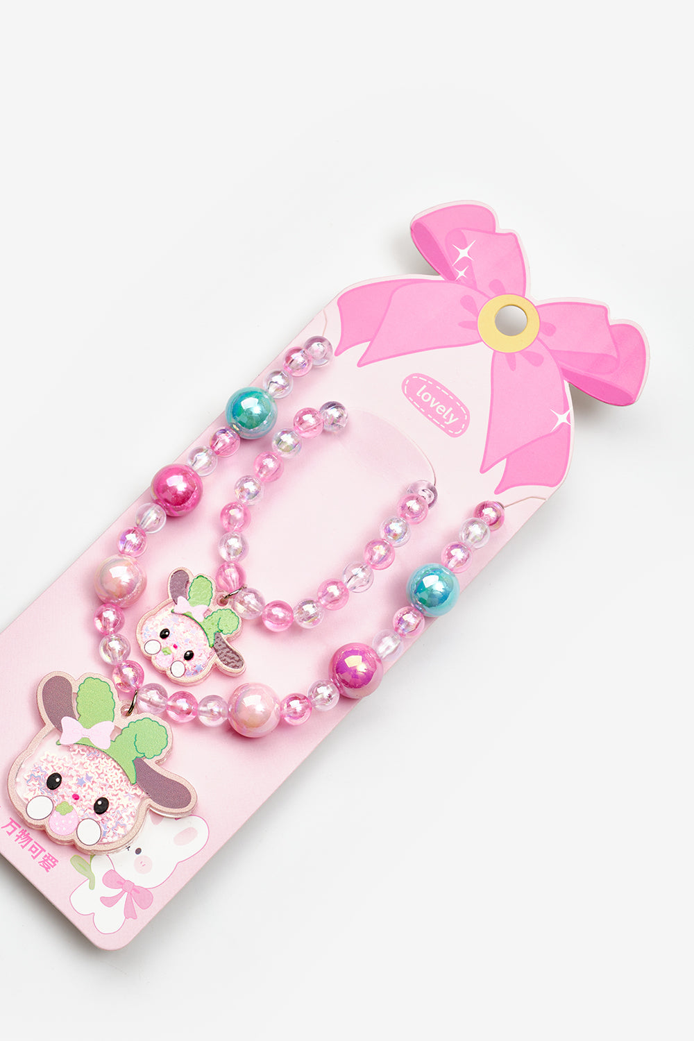 Pembe  My Melody Figürlü Kız Çocuk Kolye ve Bileklik Set
