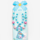 Mavi  Cinnamoroll Figürlü Kız Çocuk Kolye ve Bileklik Set