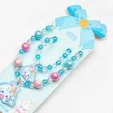 Mavi  Cinnamoroll Figürlü Kız Çocuk Kolye ve Bileklik Set