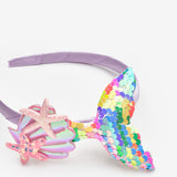 Çok Renkli  Payetli Deniz Kızı Figürlü Kız Çocuk Taç