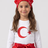 Kırmızı  Ay Yıldız Desenli Çocuk Fular Bandana