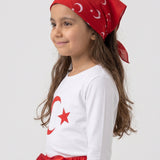 Kırmızı  Ay Yıldız Desenli Çocuk Fular Bandana