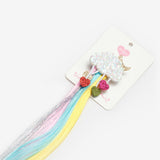 Çok Renkli  Bulut Figürlü Sallantılı Kalp Detaylı Saçlı Kız Çocuk Klips Toka