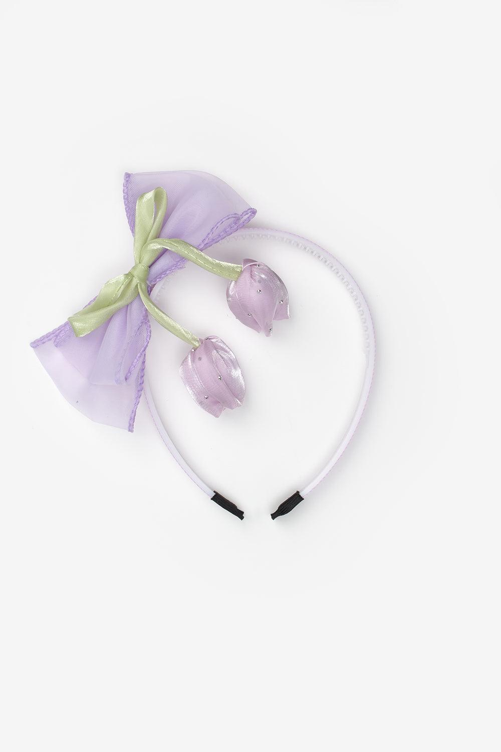 Lila Lale Figürlü Fiyonk Detaylı Kız Çocuk Taç
