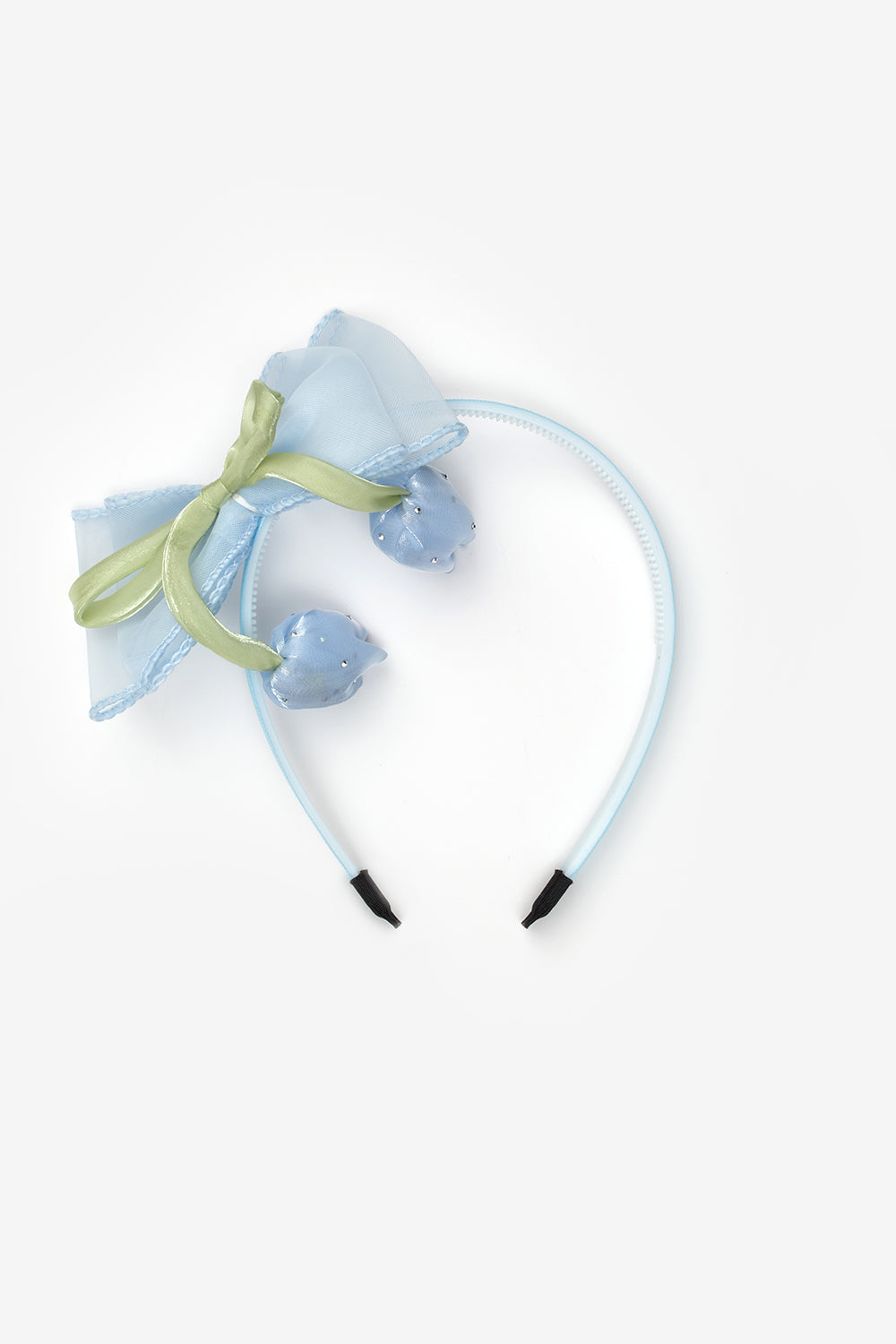 Mavi Lale Figürlü Fiyonk Detaylı Kız Çocuk Taç