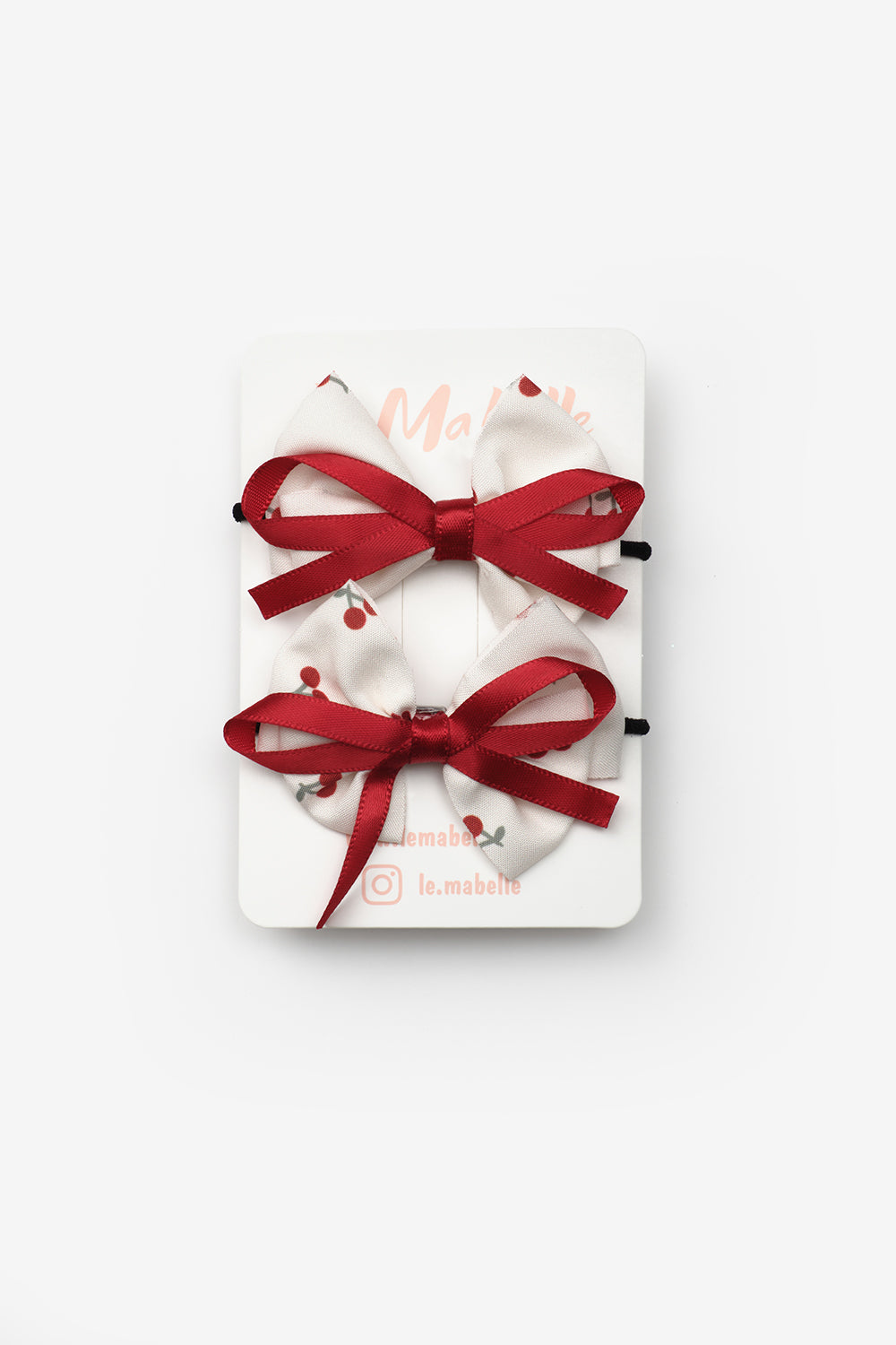 Kırmızı Kiraz Desenli Kurdele Detaylı Kız Çocuk Lastik Toka