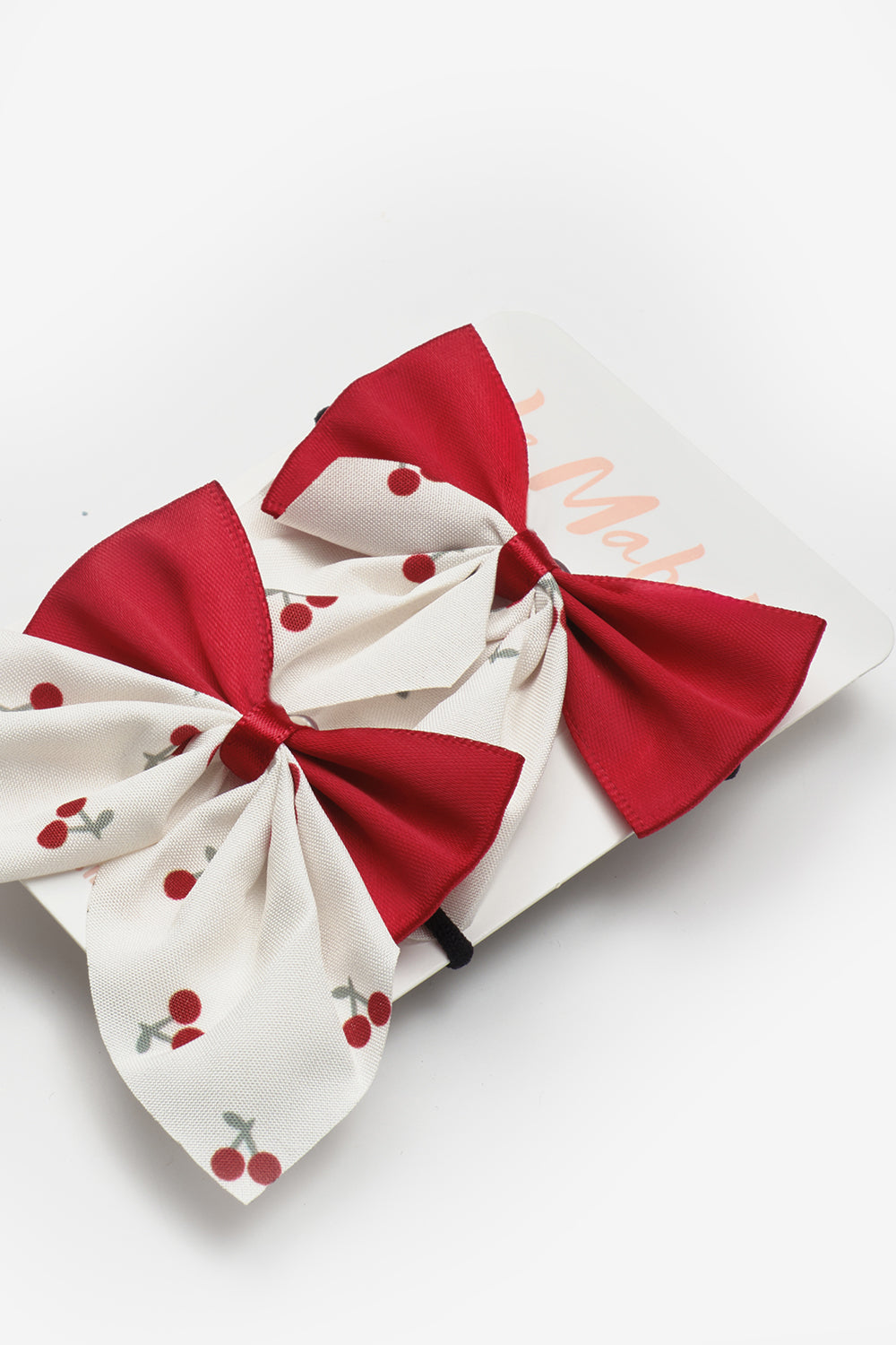 Kırmızı Kiraz Detaylı Kız Çocuk Fiyonk Lastik Toka