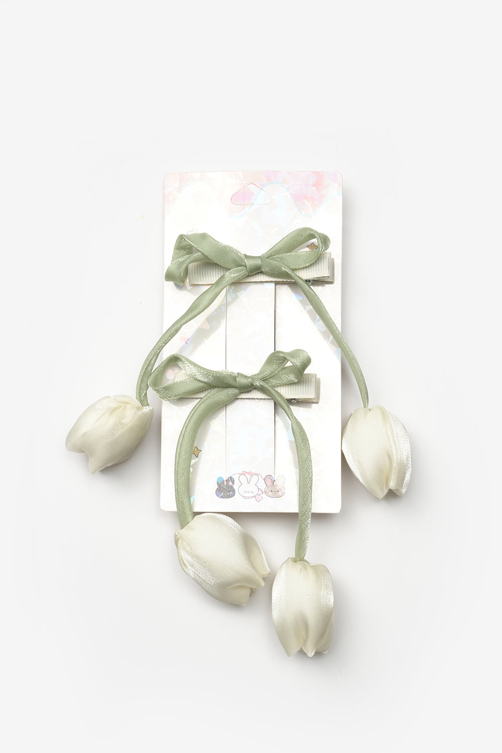 Beyaz Lale Figürlü 2'li Kız Çocuk Klips Toka