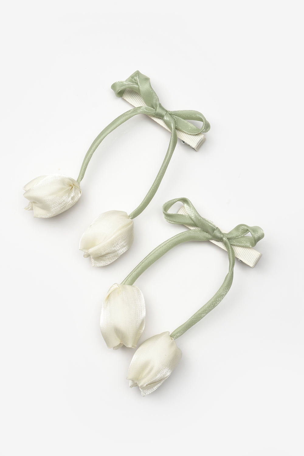 Beyaz Lale Figürlü 2'li Kız Çocuk Klips Toka