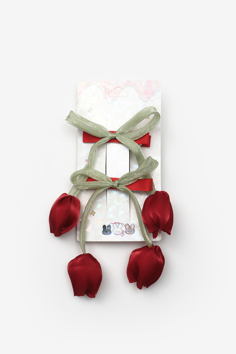 Kırmızı Lale Figürlü 2'li Kız Çocuk Klips Toka