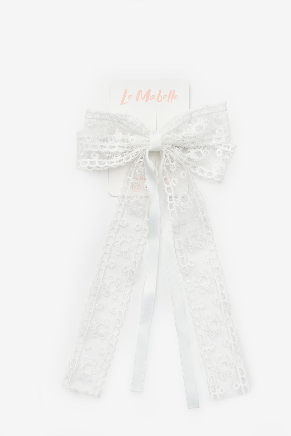 Beyaz Zincir Çiçek Desenli Kız Çocuk Otomatik Toka